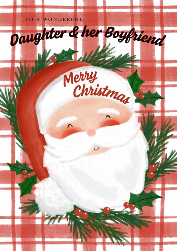 Cute Christmas Card - Daughter And Boyfriend - Santa created by Juniper and Rose Studio