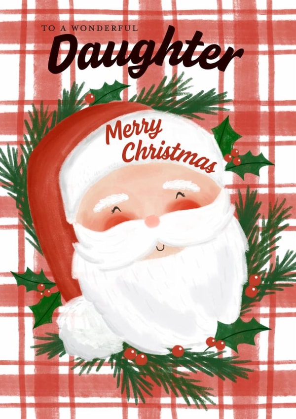 Cute Christmas Card - Daughter - Santa created by Juniper and Rose Studio