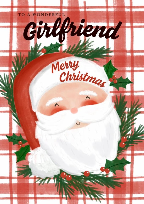 Cute Christmas Card - For Girlfriend - Santa created by Juniper and Rose Studio