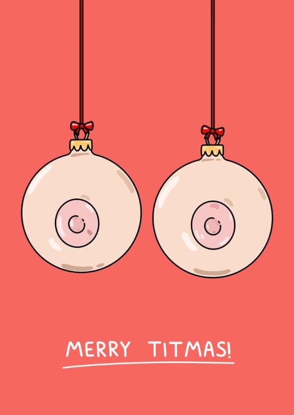 Rude Christmas Card - Tits - Merry Titmas! created by YAWN DESIGNS