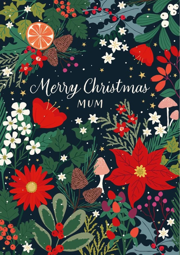 Pretty Christmas Card - For Mum - Winter Foliage created by Nina Raby - Jones