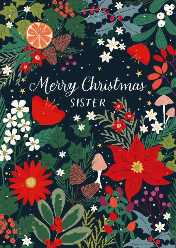 Pretty Christmas Card - For Sister - Winter Foliage created by Nina Raby - Jones