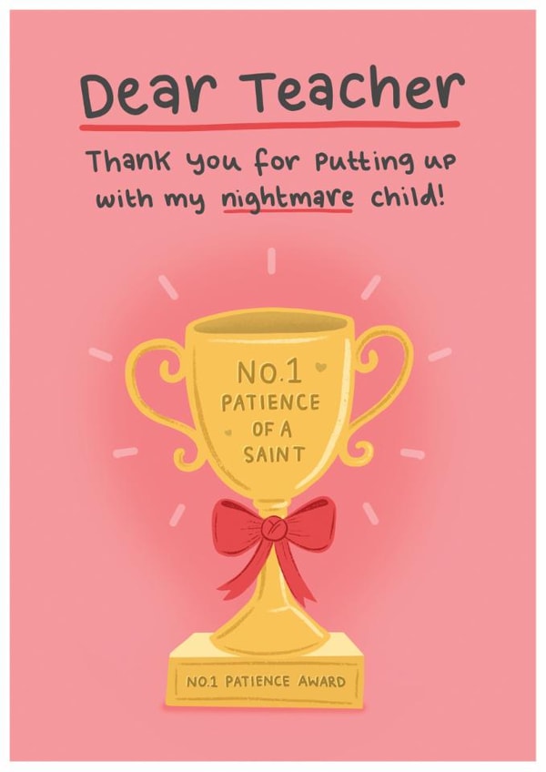 Funny Thank You Card - For Teacher - Award created by Blue Kiwi Design