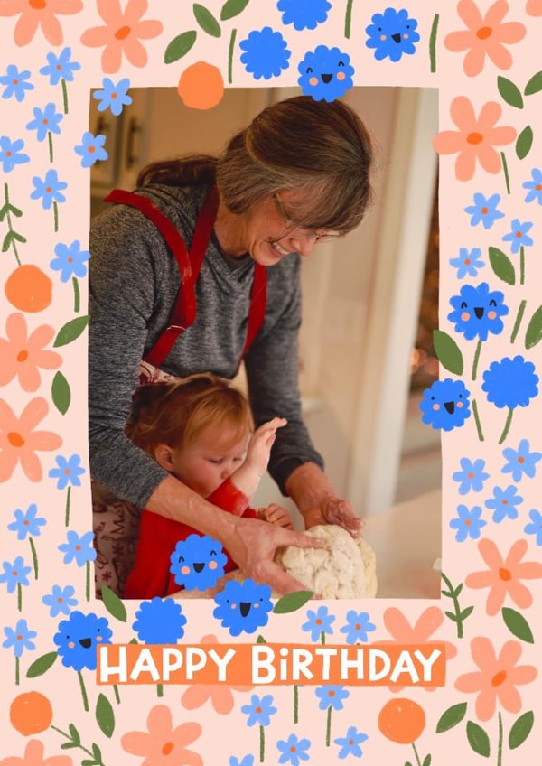 Cute Birthday Card - Smiling Flowers created by Nicola Watson