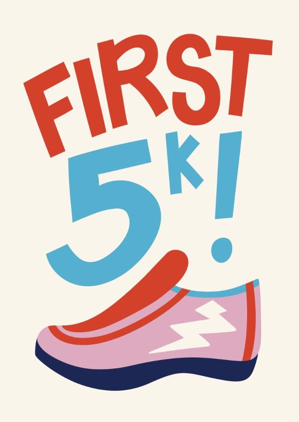 Classic Congratulations Card - First 5k Race - For Runner created by Christine Cuddihy Illustration