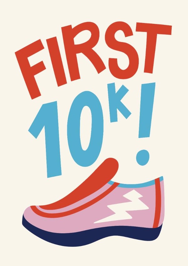 Classic Congratulations Card - First 10k Race - For Runner created by Christine Cuddihy Illustration