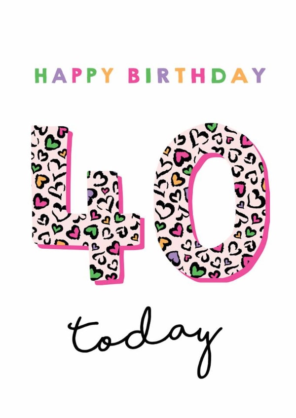 Classic Birthday Card - 40th - Heart Leopard Print created by Michelle Fiedler Design