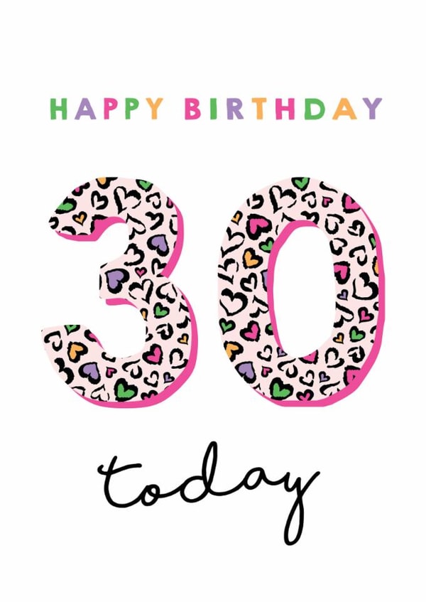 Classic Birthday Card - 30th - Heart Leopard Print created by Michelle Fiedler Design