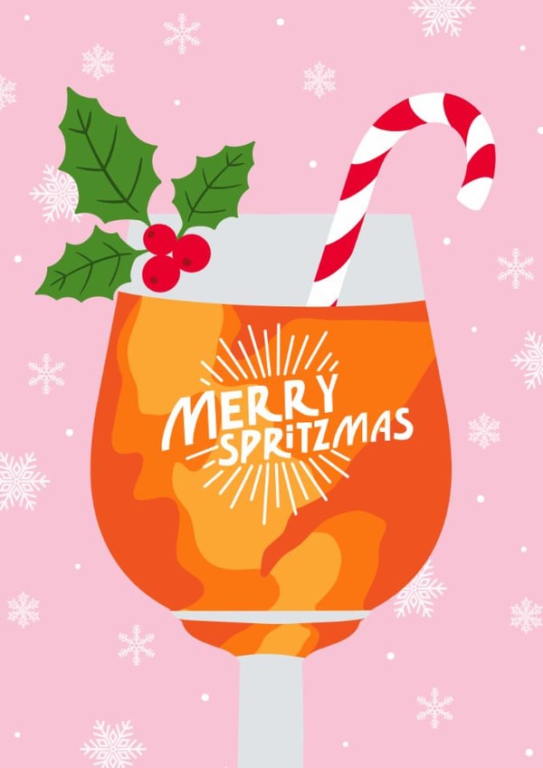 Fun Christmas Card - Aperol Spritz - Merry Spritzmas created by Pink Peach Cards