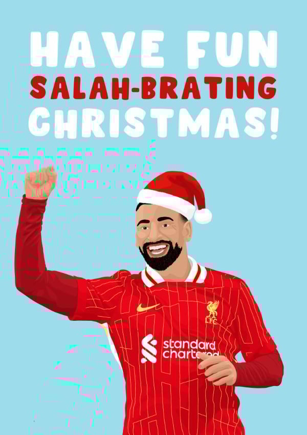 Fun Christmas Card - Mo Salah - Liverpool - LFC created by Pink Peach Cards