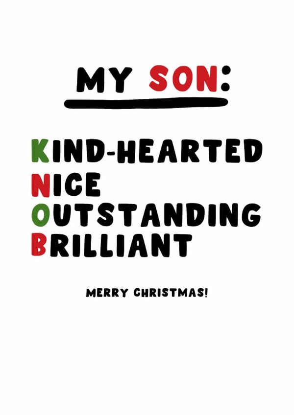 Cheeky Christmas Card - For Son - Knob created by Pink Peach Cards