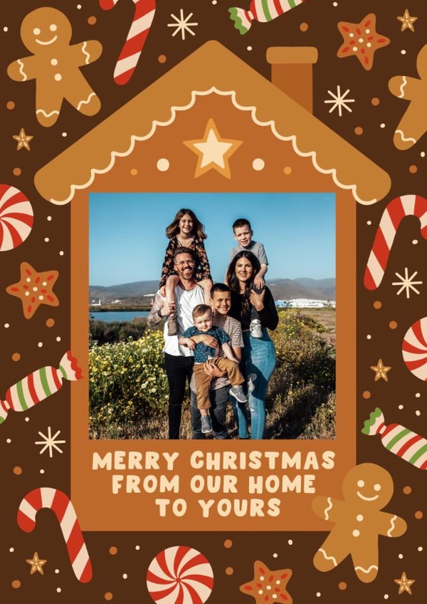 Cute Christmas Card - From Our Home To Yours - Gingerbread House | thortful