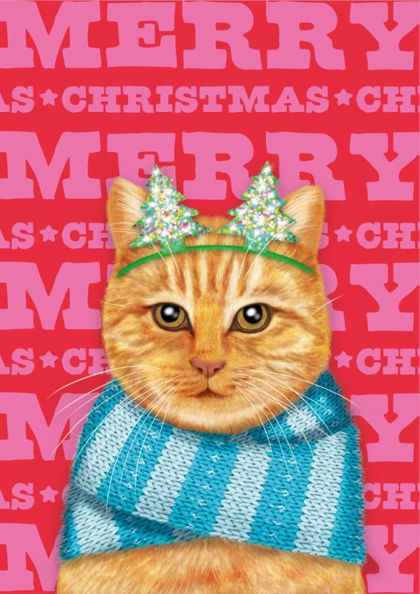 Cute Christmas Card – Ginger Tabby Cat created by badgerbee design
