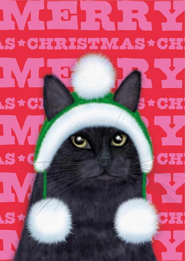 Cute Christmas Card – Black Cat created by badgerbee design
