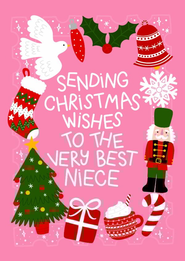Cute Christmas Card - For Niece - Festive Illustrations created by Ludicrous Prints