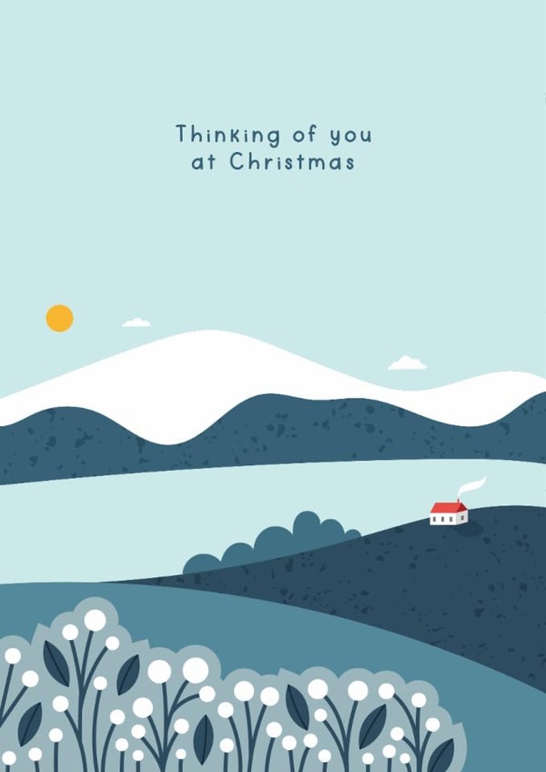 Thinking of You Christmas Card - Calm Winter Landscape - Grief created by Joanne Hawker
