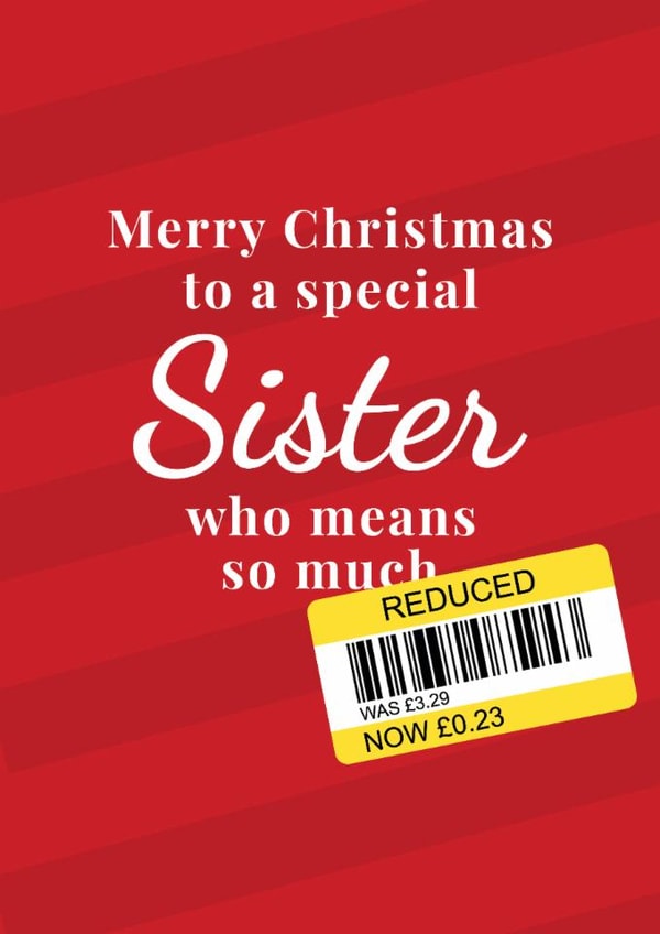 Funny Christmas Card - For Sister - Reduced Sticker created by The Cake Thief