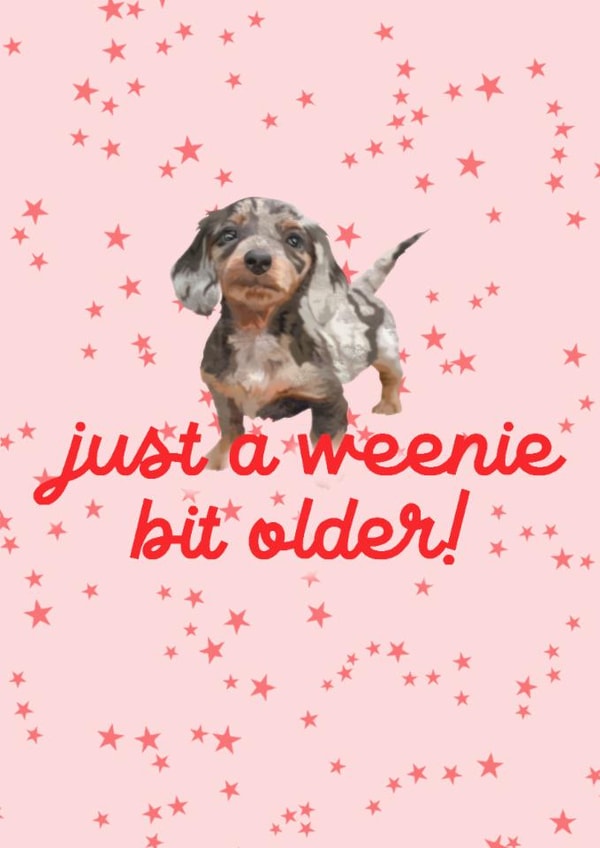 Just A Weenie Bit Older Sausage Dog Card For Dachshund Lovers created by Illustratoni