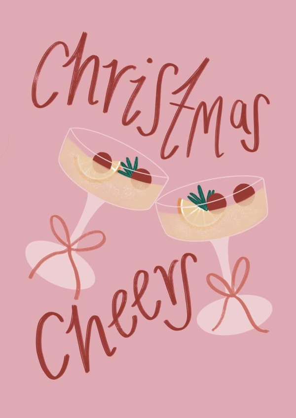 Fun Christmas Card for Friends - Festive Prosecco - Christmas Cheers created by Emmy James Studio