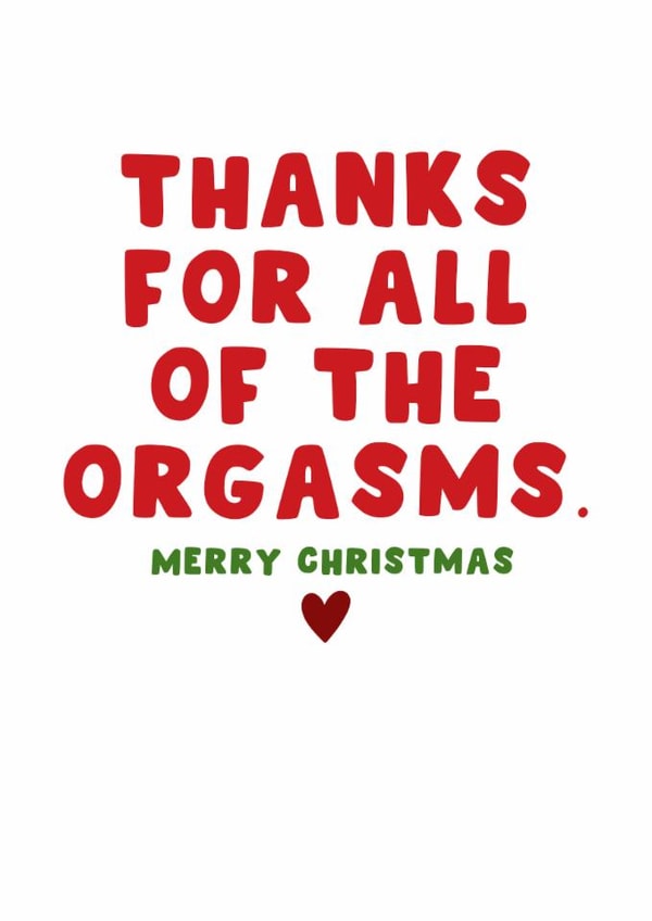 Rude Christmas Card – Thanks for All the Orgasms created by Pink Peach Cards