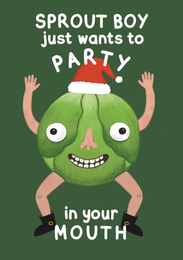 Funny Christmas Card - Brussel Sprout Boy created by Kattypoos