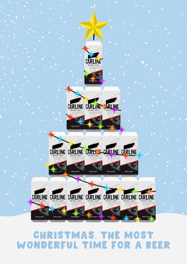 Fun Christmas Card - Carling Beer Tree - Most Wonderful Time created by Pink Peach Cards