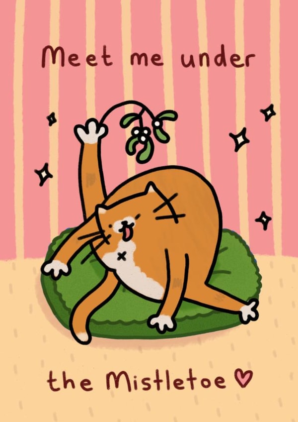 Cheeky Christmas Card - Cat - Meet Me Under The Mistletoe created by Wren & Wilson