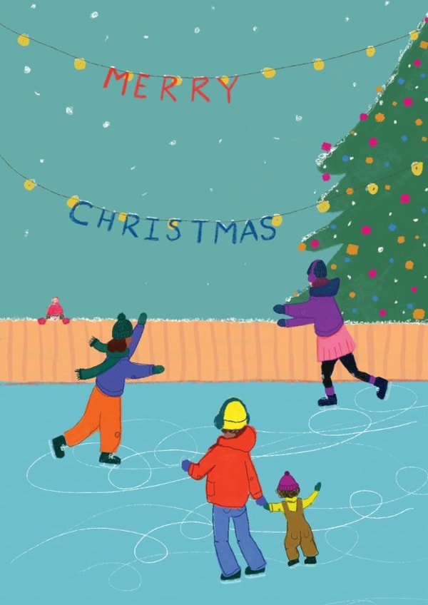 Classic Christmas Card - Ice Skating - Merry Christmas created by martha and hepsie ltd