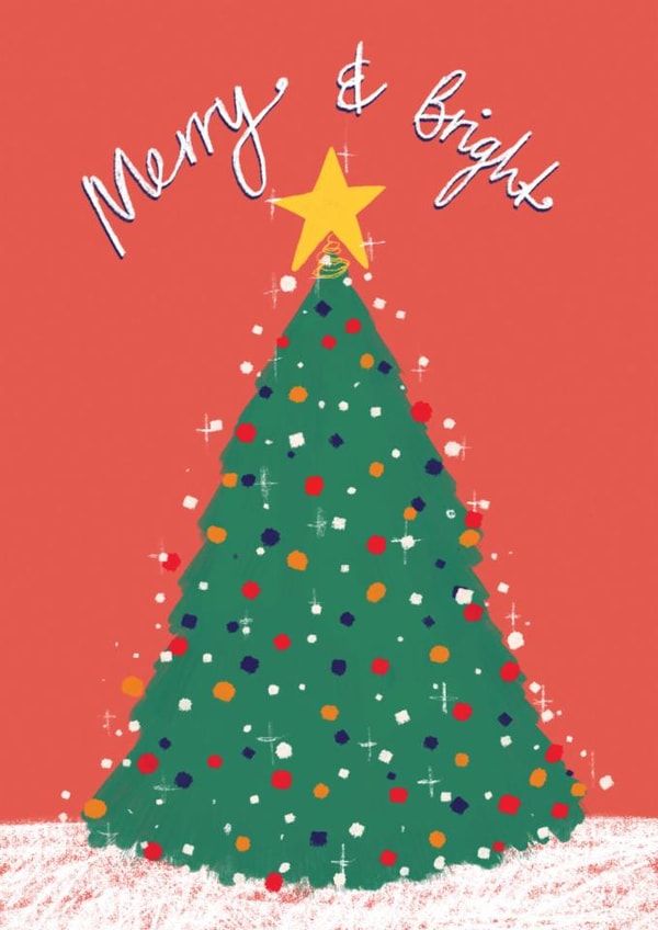 Classic Christmas Card - Merry & Bright - Tree created by martha and hepsie ltd
