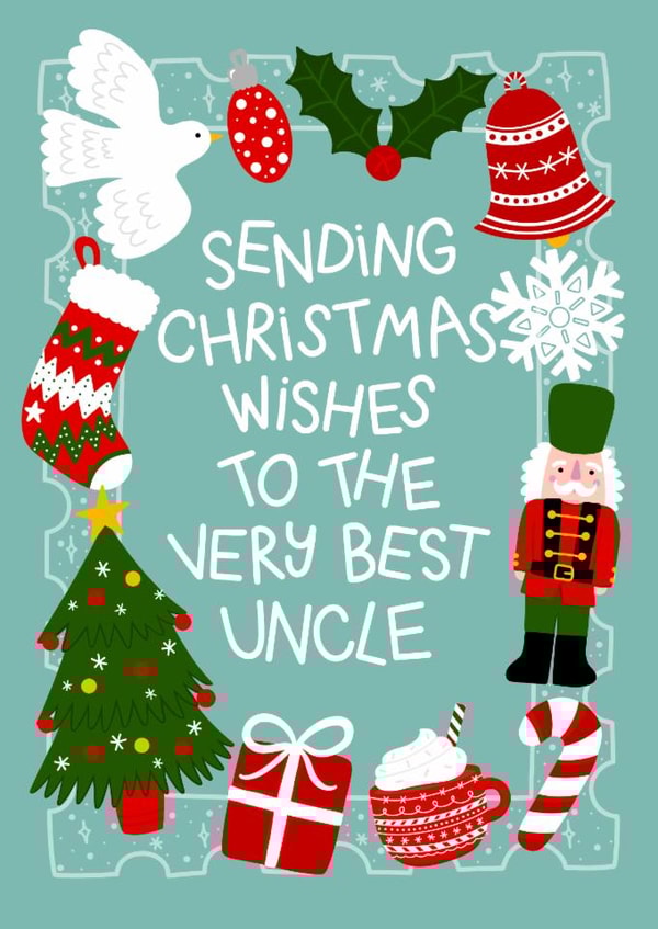 Cute Christmas Card - For Uncle - Festive Illustrations created by Ludicrous Prints