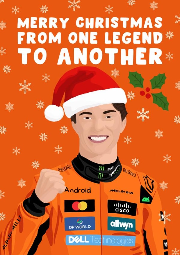 Fun Christmas Card - Motorsport Legend Design - Oscar Piastri created by Pink Peach Cards