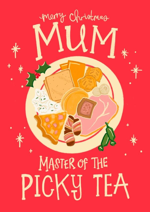 Funny Christmas Card - For Mum - Master Of The Picky Tea created by Lisa Illustrates