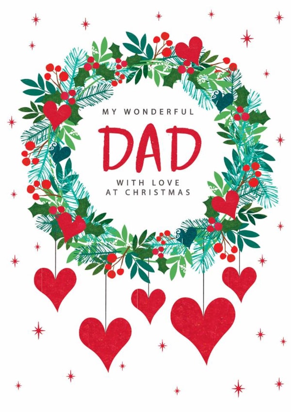 Traditional Christmas Card - For Dad - Wreath created by The Boy and the Bear