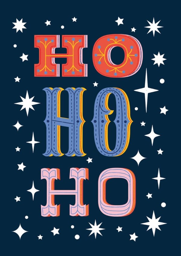 Classic Christmas Card - Ho Ho Ho - Stars created by Maggie Magoo Designs