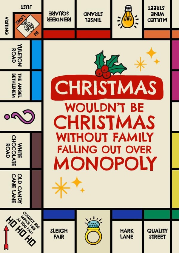 Funny Christmas Card - Monopoly - Wouldn't Be Christmas created by Mrs Best Paper Co.