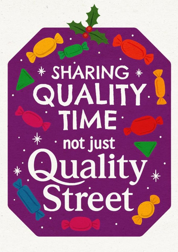Fun Christmas Card - Quality Street - Sharing Quality Street created by Mrs Best Paper Co.