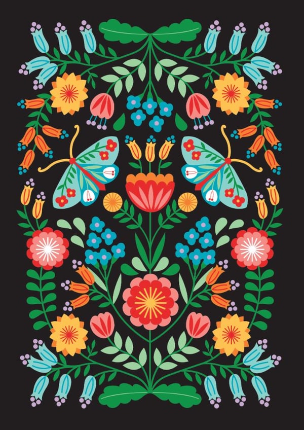 Pretty Birthday Card - Moths - Flowers created by Maggie Magoo Designs