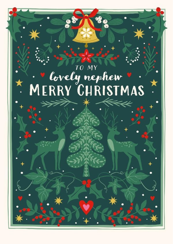 Classic Christmas Card - For Nephew - Deers created by Nina Raby - Jones