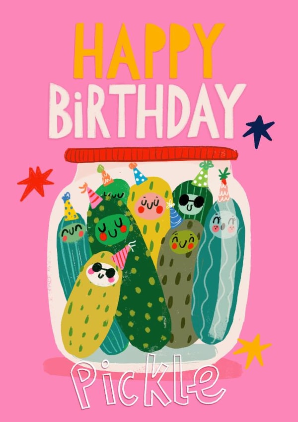 Cute Birthday Card - Party Pickles created by NICHOLA COWDERY ILLUSTRATIONS