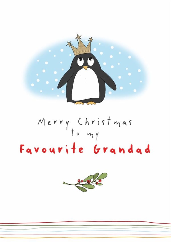 Cute Christmas Card - To My Favourite Grandad - Penguin created by Dandelion Stationery