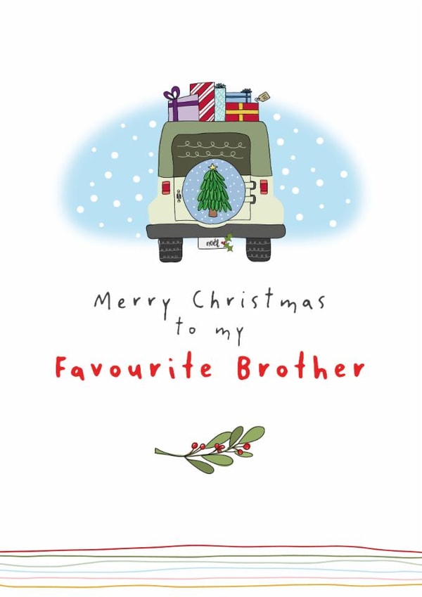 Classic Christmas Card - To My Favourite Brother - Car created by Dandelion Stationery
