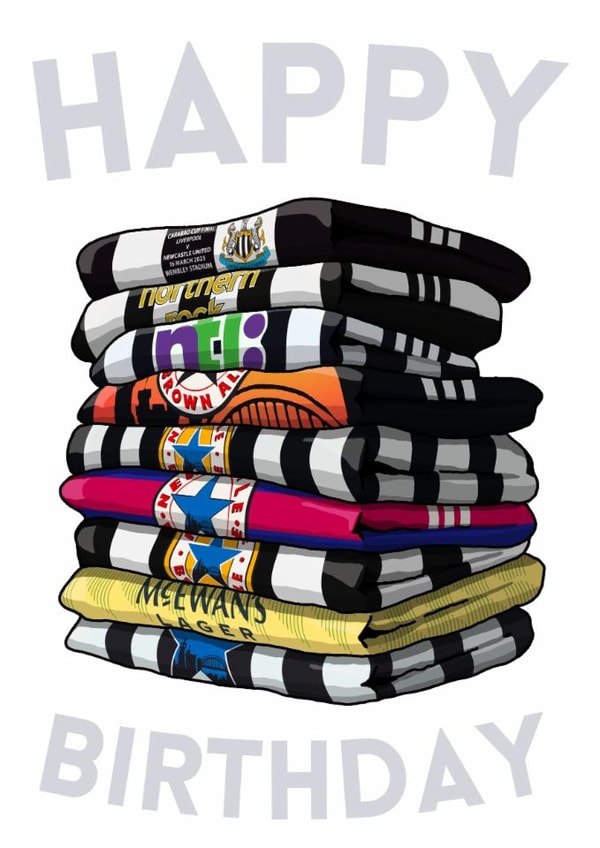 Classic Birthday Card - Newcastle United - Football Shirt Stack created by Pedges Houseboat