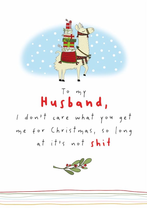 Funny Christmas Card - For Husband - Shit Present created by Dandelion Stationery