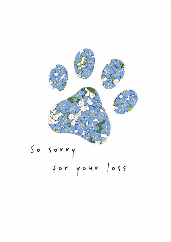 Heartfelt Sympathy Card - Pet Loss Condolences - Flower Paw Print created by Dandelion Stationery