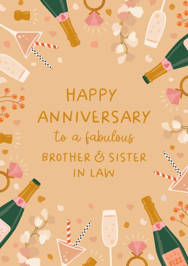 Classic Anniversary Card - For Brother & Sister In Law - Champagne created by The Pattern Press