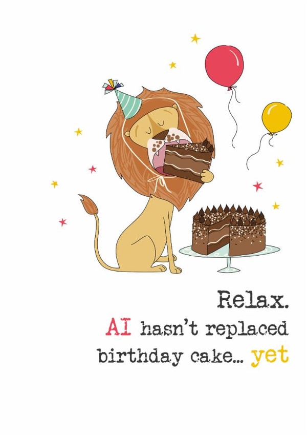 Funny Birthday Card - AI - Cake created by Dandelion Stationery