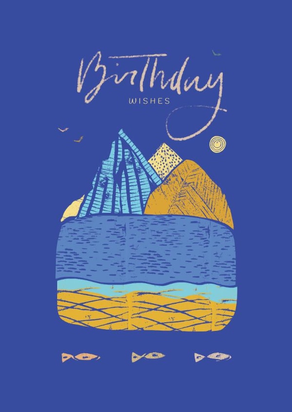 Classic Birthday Card - Abstract Mountains created by Rebecca Prinn