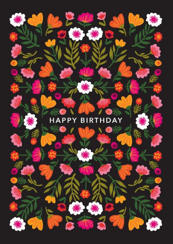 Pretty Birthday Card - For Her - Folk Style Flowers created by Maggie Magoo Designs