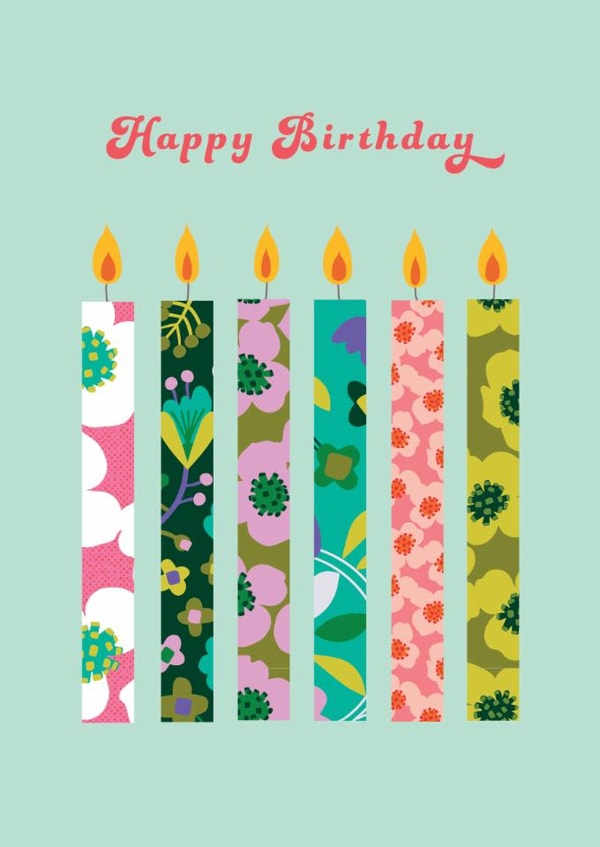 Classic Birthday Card - Floral Candles - Flowers created by Maggie Magoo Designs