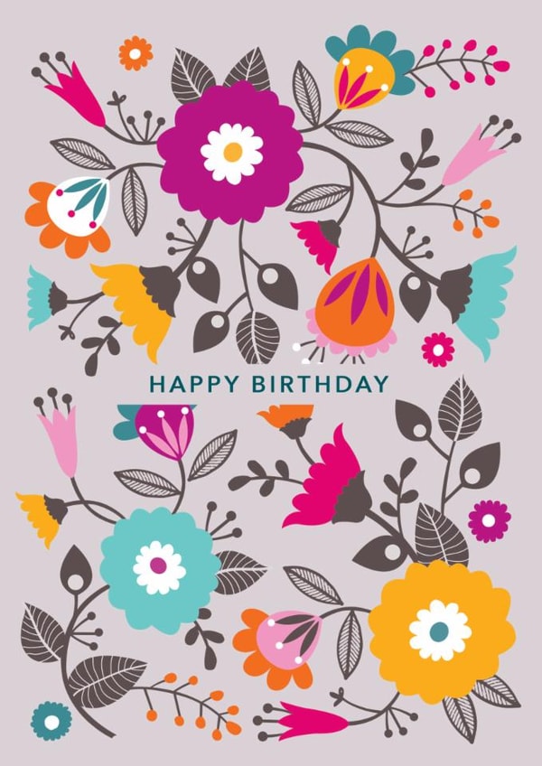 Classic Birthday Card - Flowers - Retro Flowers created by Maggie Magoo Designs